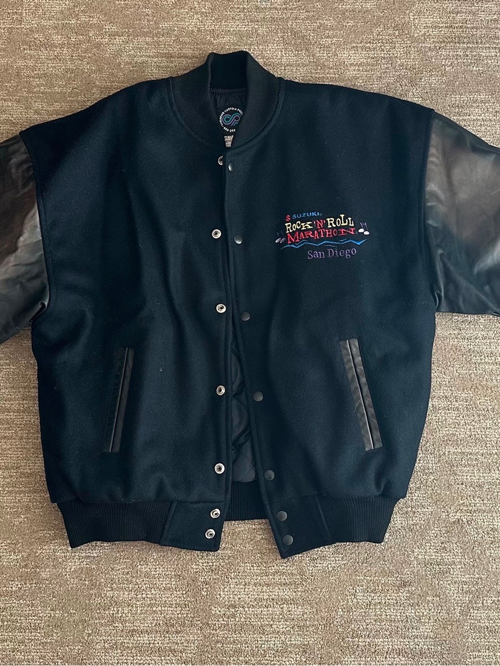 Rock 'n' Roll Marathon San Diego Black Varsity Jacket by Suzuki